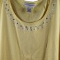 Sag Harbor Yellow Women's Sleeveless Top Blouse Embroidered Sequins Pullover 1X