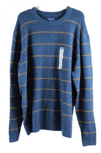 Arizona Jean Co Blue Stripe Men's Long Sleeve Shirt Pullover Crewneck XXL 007