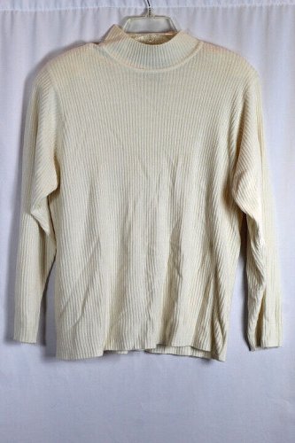 Designs by Lane Bryant Ivory Women's Ribbed Long Sleeve Sweater 18/20 002