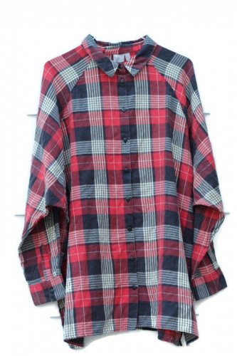 ASOS Red Plaid Women's Casual Tunic Shirt Long Sleeve Front Button Size 14  015