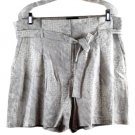 Worthington White Gray Women's Flared Pleated Dressy Shorts Belted 14 030