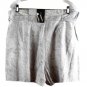 Worthington White Gray Women's Flared Pleated Dressy Shorts Belted 14 030