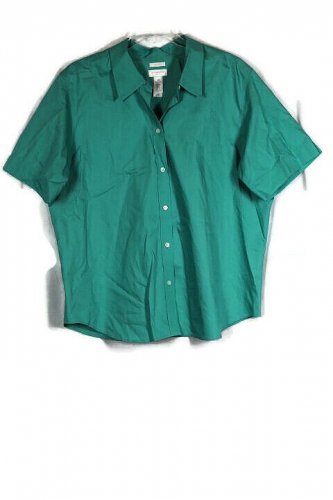 Liz Claiborne Green Women's Career Top Blouse Short Sleeve Button Up 18W 043