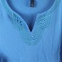 Karen Scott Blue Women's Top Blouse Beaded Neckline Short Sleeve 2X 055