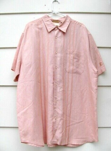 Cubavera Orange Hawaiian Shirt Embroidered Short Sleeve Button Down XXL  003