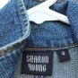 Sharon Young Women's Pocket Beads Blue Denim Jean Jacket Blazer Top Size 4   017