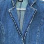 Sharon Young Women's Pocket Beads Blue Denim Jean Jacket Blazer Top Size 4   017