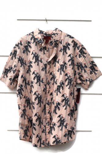 Foundry Young Men's Pink Hawaiian Short Sleeve Shirt Tropical Pattern Sz 2XL 012