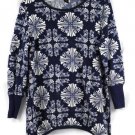 Helen's Heart Blue White Women's Top Blouse Long Sleeve 1X 034 Helen's Heart Blue White Women's Top Blouse Long Sleeve 1X 034