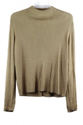 Stonebroke Gold Women's Ribbed Long Sleeve Sweater Pullover XL 045