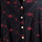 White Stag Black Women's Long Sleeve Blazer Button Up Closure Embroidered XL 010