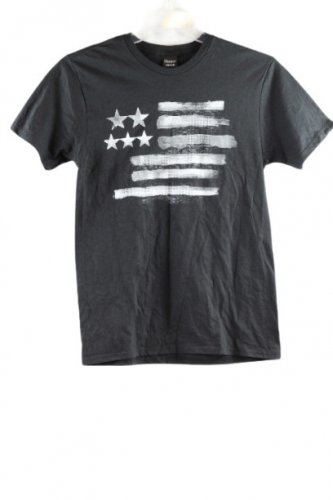 Hanes Black & White Men's T Shirt American Flag Short Sleeve Small 003