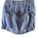 Pink Rose Blue Floral Denim Vertical Girl 2 Piece Top & Short Large 053