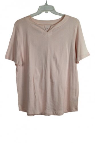White Stag Pink Women's Casual Top Blouse Short Sleeve Pullover 2X 039