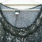 Daytrip Women's Black Gray Top Blouse Animal Print Embellishment   006