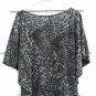 Daytrip Women's Black Gray Top Blouse Animal Print Embellishment   006