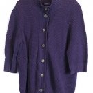 Chaps Purple Women's Knit Sweater Front Button Closure 3/4 Sleeve 1X 023