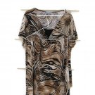 Essentials Women's 2 Pc Blouse Skirt Stretched Glitters Animal Print 1X   001