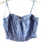 Pink Rose Blue Denim Vertical Paisley Juniors 2 Piece Top and Short Large 028