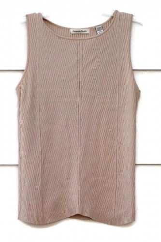 Amanda Smith Beige Women's Tank Top Sleeveless Size Small 014
