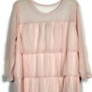 Lane Bryant Pink Long Sleeve Top Blouse Pullover Ruffles Size 22/24    046