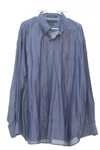 Tommy Hilfiger Men's Dress Long Sleeve Shirt Blue 80's 2 Ply Fabric Size XXL 012