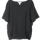 Dressbarn Black Women's Short Sleeve Blouse Square Neck Size 18/20 026