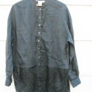 Como Women's Black Tunic Blouse Top Long Sleeve 100% Linen Size Medium  006