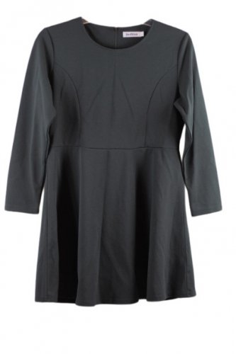 Jusfitsu Black Women's Short Dress Long Sleeve Back Zip Closure XL 053