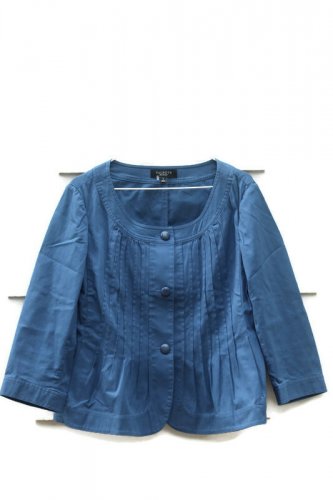 Talbots Women's Blue Pleated Top Blouse Front Button Size 12   003