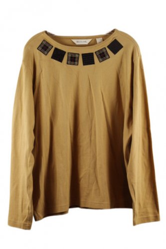 Bechamel Brown Women's Top Blouse Long Sleeve Pullover XL 054