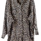 Jones New York Women's Long Sleeve Top Blouse Button Closure Animal Print Large