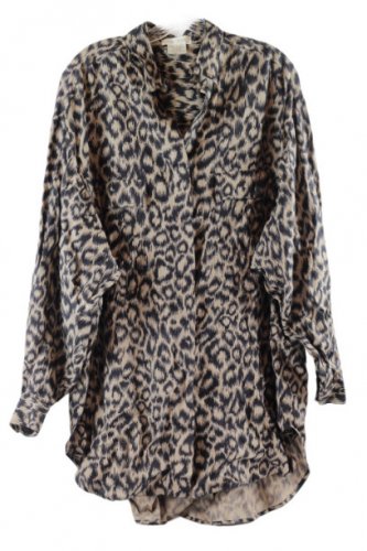Jones New York Women's Long Sleeve Top Blouse Button Closure Animal Print Large