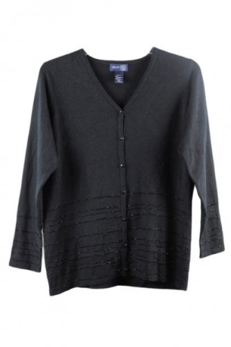 Venezia Jeans Black Women's Cardigan Knit Sweater Sequins 18/20 012