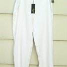 For Cynthia Women's White Pants Side Zip Lined 100% Linen Size PXL  002