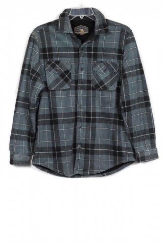 Freedom Foundry Men's Blue Plaid Long Sleeve Shirt Front Pocket Button M 016