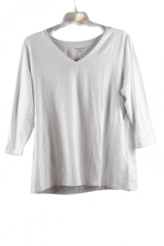 Amazon Essentials White Women's Casual Shirt V Neck Long Sleeve Pullover XXL 013