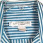 Preston & York  Sports Striped White Blue Women's Short Sleeve Top Blouse L 035