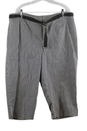 Emma James Check Black White Women's Capri Pants Zip Hook & Eye Closure 18 057