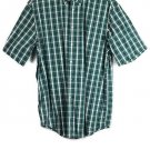 Roundtree & Yorke Green Plaid Men's Short Sleeve Dress Shirt Button Down L 014