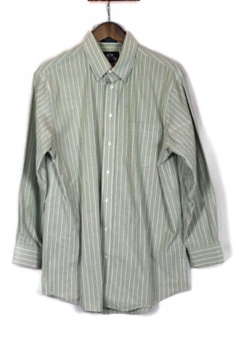 Stafford Green Striped Men's Long Sleeve Dress Shirt Button Down 16 014