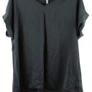 Que Zhu Black Women's Top Blouse Short Sleeve Pullover V Neck  2XL 053