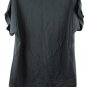 Que Zhu Black Women's Top Blouse Short Sleeve Pullover V Neck 2XL 053