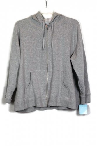 PROSPIRIT Gray Women's Sweatshirt Hooded Zip Drawstring 1X 048