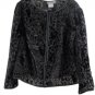 Maggy London Black Women's Lace Metallic Shimmery Long Sleeve Light Blazer 058