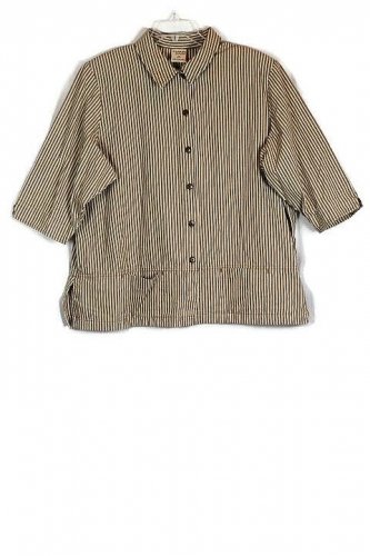 Allison Daley Striped Women's Collared Top Blouse Front Button Closure 20W 036