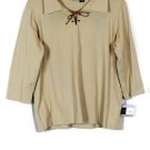 Mossimo Stretch Brown Women's 3/4 Sleeve Collared Top Blouse Lace Tie 1X 043 Mossimo Stretch Brown Women's 3/4 Sleeve Collared Top Blouse Lace Tie 1X 043