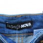 Fashion Nova Khloe II Blue Denim Women's Jean Shorts Ripped Size 9  014