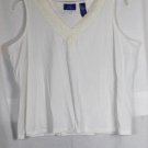 J H Collectibles White Women's Pullover Tank Top Lace Trim Neckline 2X 036