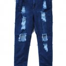 Fashion Nova Blue Women's Say Yes to Distress Dark Denim Jeans Size 1X  016